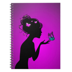 Carnet La femme papillons violets Notebook