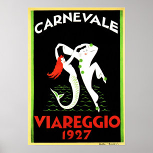CARNEVALE VIAREGGIO Carnival Old Italian Art Deco Poster