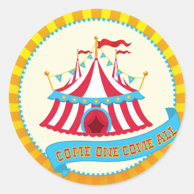 Carnival and Circus Party Classic Round Sticker (Front)