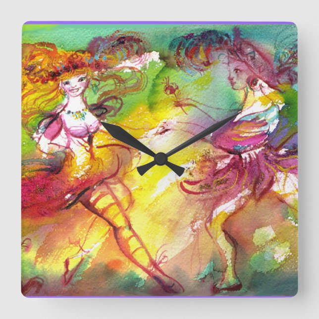 CARNIVAL BALLET / Venetian Masquerade,Dance Music Square Wall Clock (Front)