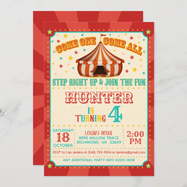 Carnival Birthday Invitation (Front/Back)