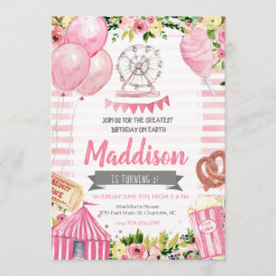 Carnival Birthday Invitation, Circus Birthday Invitation