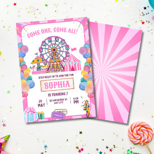 Carnival Birthday Invitation Circus Girl Birthday 