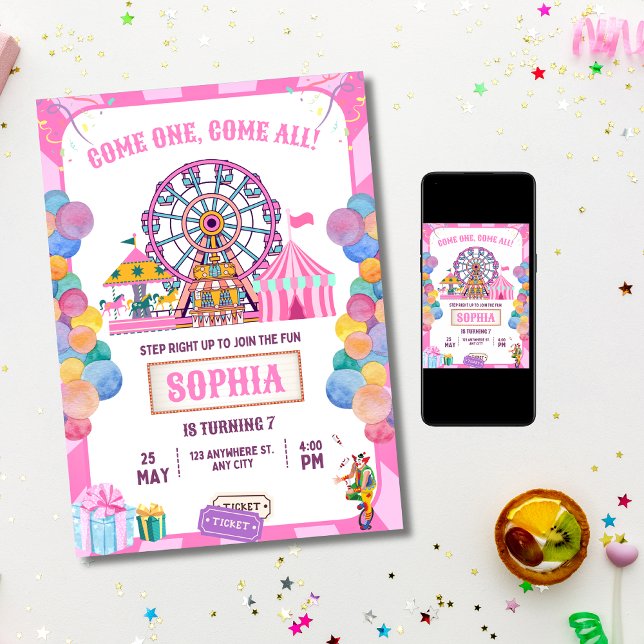 Carnival Birthday Invitation, Circus Girl Birthday Invitation (Creator Uploaded)