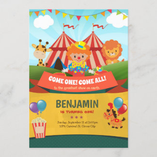 Carnival Birthday Invitation Circus Party