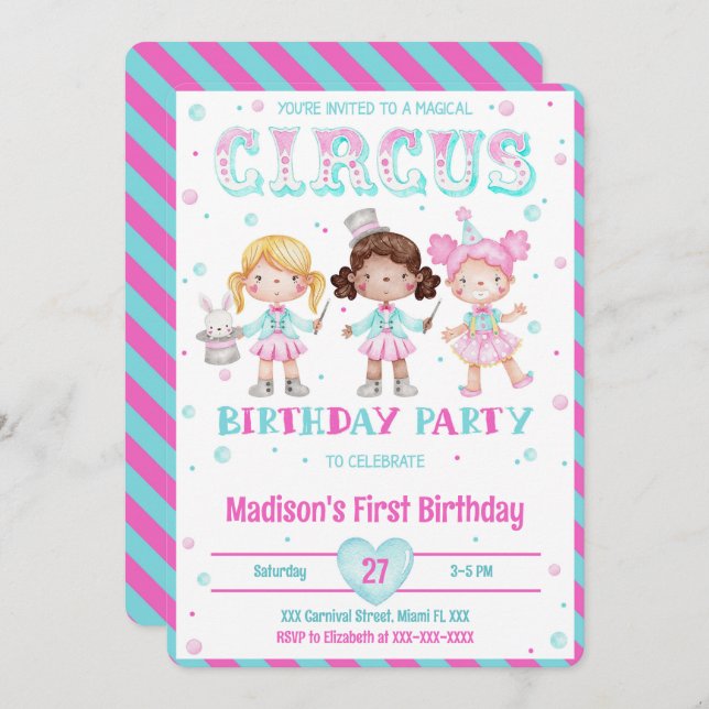 Carnival Birthday Invitations (Front/Back)