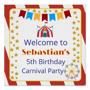 Carnival Birthday Party Welcome Poster