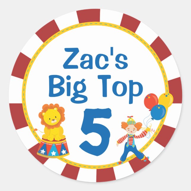 Carnival Birthday Stickers Circus Party Stickers (Front)