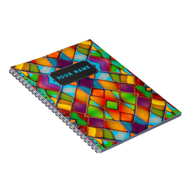 Carnival Bright Coloured Glass Tiles - Your Name o Notebook (Right Side)
