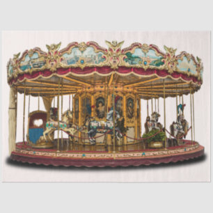 Carnival Carousel Illustration 20x30 Decoupage Tissue Paper
