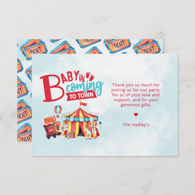 Carnival Circus Baby Shower Thank You Card (Front/Back)