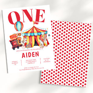 Carnival Circus Big Top 1st Birthday Invitation