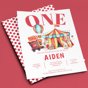 Carnival Circus Big Top 1st Birthday Invitation
