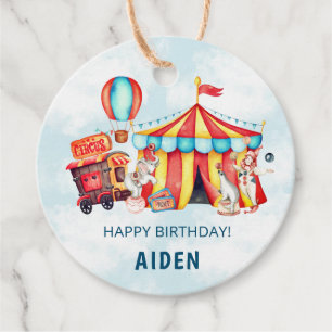Carnival Circus Big Top Blue Birthday Favour Tags