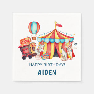 Carnival Circus Big Top Blue Birthday Napkin