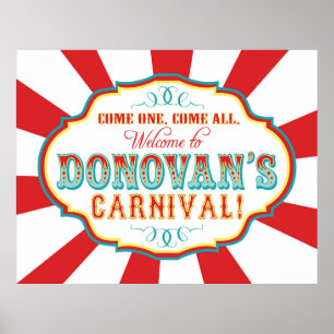 Carnival Circus Birthday Banner Donovan CUSTOM Poster