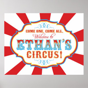 Carnival Circus Birthday Banner Ethan CUSTOM Poster
