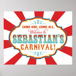 Carnival Circus Birthday Banner Sebastian CUSTOM Poster