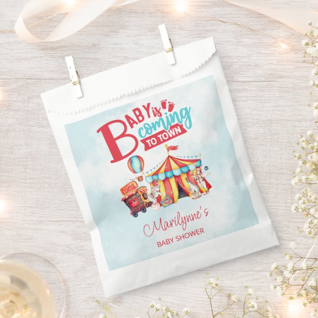 Carnival Circus Blue Baby Shower Favour Bag (Clipped)