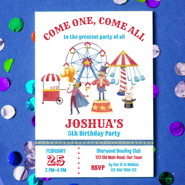 Carnival circus clown birthday party invitation (Creator Uploaded)