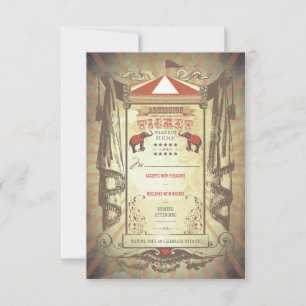 Carnival Circus Elephants Wedding RSVP cards