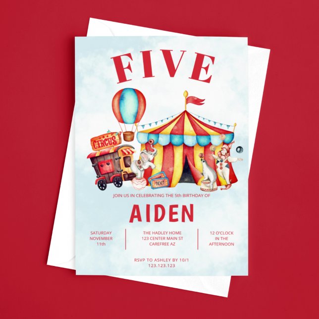 Carnival Circus Festival 5th Birthday Invitation (Creator Uploaded)