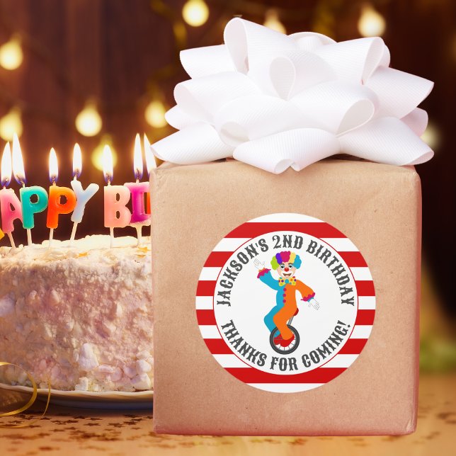 Carnival Circus Festival Kids Birthday Party Classic Round Sticker (Creator Uploaded)