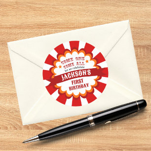 Carnival Circus Festival Kids Birthday Party Classic Round Sticker