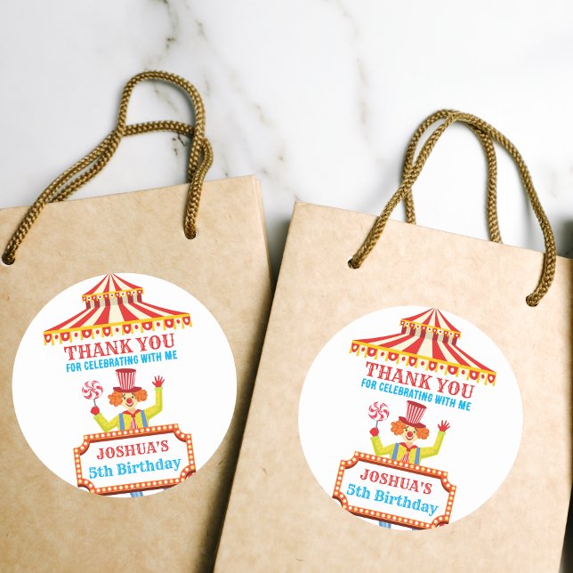 Carnival circus party personalised classic round sticker (Creator Uploaded)