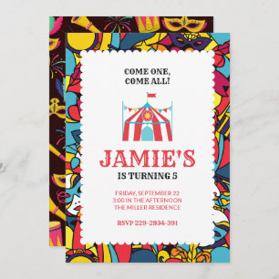 Carnival Circus Pary Birthday Invitation