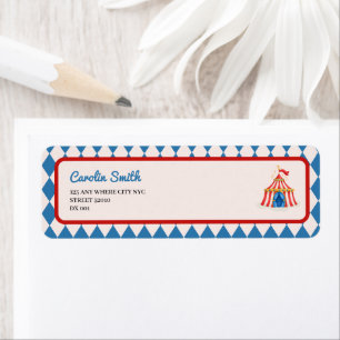 carnival circus retro script baby shower return address label