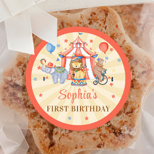 Carnival Circus Show & Animals Birthday Classic Round Sticker