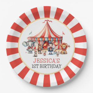 Carnival Circus Show & Animals Birthday Party Paper Plate
