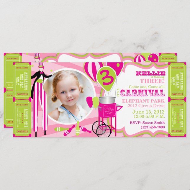 Carnival Circus Stilt Walker Birthday Invitation (Front/Back)