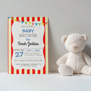 Carnival Circus Stripe Baby Shower Invitation