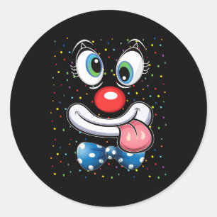 Carnival Clown Face Circus Costume Kids Men Women Classic Round Sticker