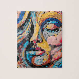 Carnival Colourful Pixel Art Portrait Jigsaw Puzzle