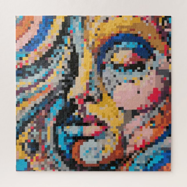 Carnival Colourful Pixel Art Portrait Jigsaw Puzzle (Vertical)