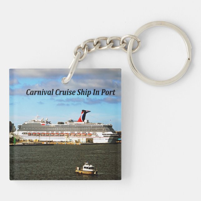 Carnival Cruise Ship docked at an exotic port Key Ring (Back)
