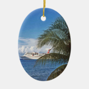 Carnival cruise ship docked at Grand Cayman Island Ceramic Ornament