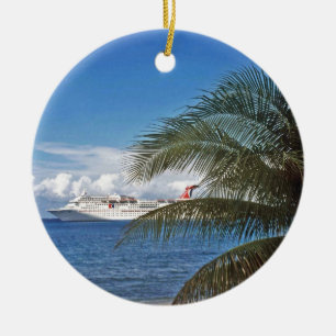 Carnival cruise ship docked at Grand Cayman Island Ceramic Ornament
