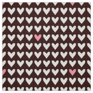 CARNIVAL - Cute Pink Valentine Hearts on Mod Brown Fabric
