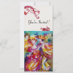 CARNIVAL DANCE Red Flourishes Party Programme Invitation