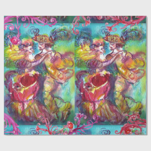 CARNIVAL DANCE,RED PURPLE FLORAL SWIRLS WRAPPING PAPER