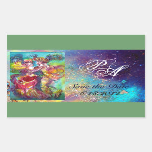 CARNIVAL DANCE / Venetian Masquerade Ball Monogram Rectangular Sticker