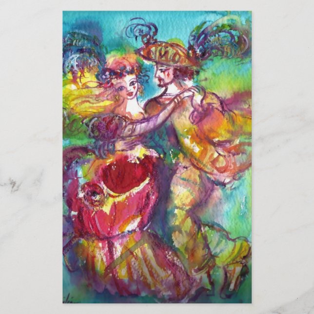 CARNIVAL DANCE ,Venetian Masquerade Stationery (Front)