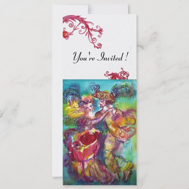 CARNIVAL DANCE vibrant blue red flourish ice Invitation (Front)
