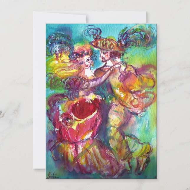 CARNIVAL DANCE , vibrant pink rose blue yellow Announcement (Front)