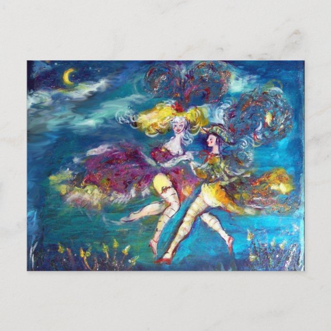 CARNIVAL DANCING IN THE NIGHT INVITATION POSTCARD (Front)