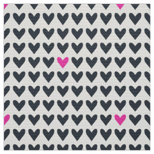 CARNIVAL - Dark Grey and Hot Pink Valentine Hearts Fabric
